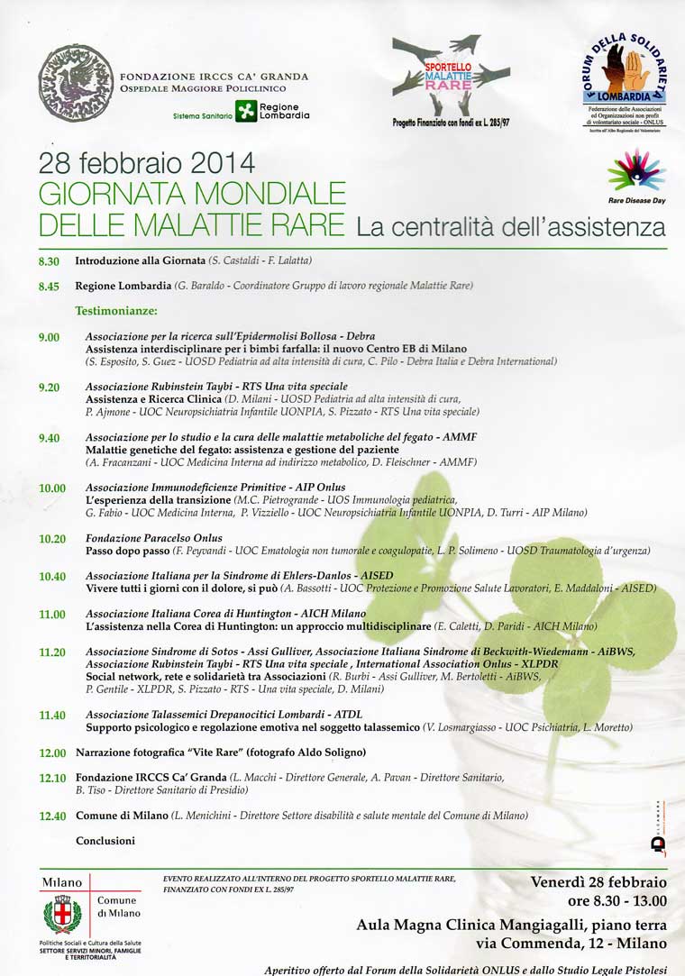 Giornata Mondiale delle Malattie Rare Milano 28-2-2014